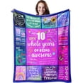 thumbnail image 1 of 10 Year Old Girl Gift Ideas, Gifts for 10 Year Old Girl, 10 Year Old Girl Gifts, Gift for 10 Year Old Girl, 10th Birthday Throw Blanket 50" X 40", Birthday Gifts Ideas for 10 Year Old Girls, 1 of 9