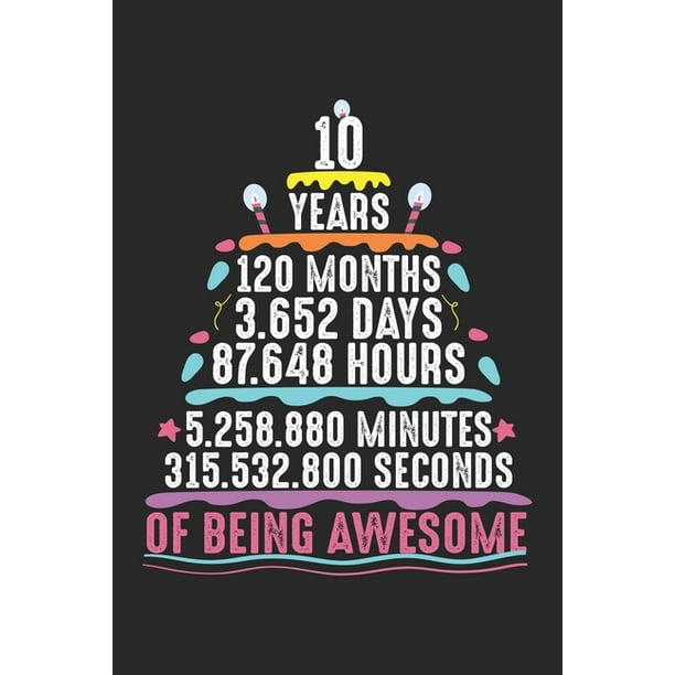 10 Years 120 Months 3.652 Days 87.648 Hours 5.258.880 Minutes 315.532.800 Seconds of being