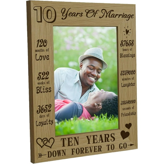 10 Years of Marriage Picture Frames Wood oto Frame 10th Anniversary Display Pictures 4x6 Wall Mounting Poster Frame Stand for Her Him Couples Wall Hanging Gallery Tabletop 6x8Inch