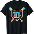 10 Years Old 10Th Baseball Ice Cream Dripping T-Shirt , Vintage T-Shirt ...