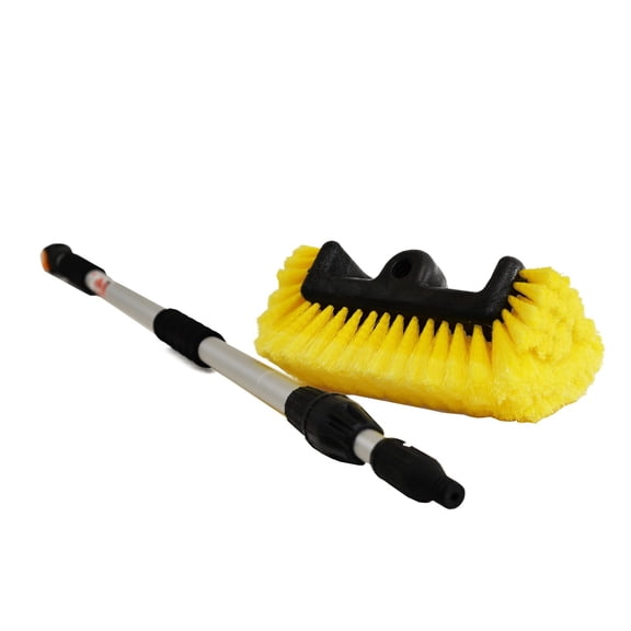 10" Yellow Car Wash Brush head with 68" Flow-Thru Telescoping Handle