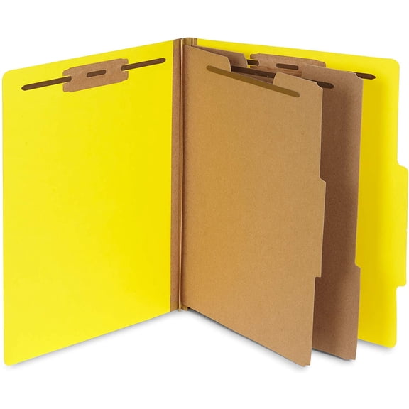 10 Yellow Classification Folders, 2 Divider, 2 Inch Expansions, Durable 2 Prongs Designed to Organize Standard Medical Files, Law Client Files, Office Reports, Letter Size, Yellow, 10 Pack