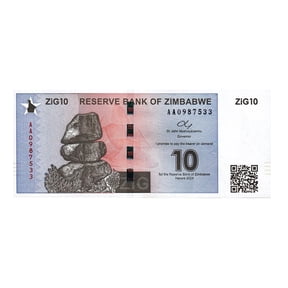 $10 Zig 2024 P Gold Backed Banknote Uncirculated Currency With QR Code - Collectible Zimbabwe Note