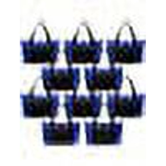 10 Zippered Non-Woven Tote Bags Set - Mesh Pocket, Zippered, Recyclable, Reusable - Blue
