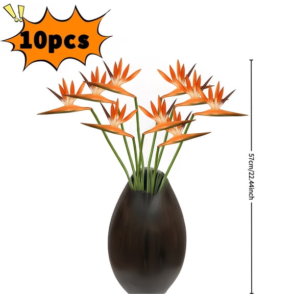 10 artificial Bird of Paradise flower stems work well for weddings, anniversaries and holiday presents for St. Patrick's Day, Mothers Day and Fathers Day, serving as multi-purpose spring and summer