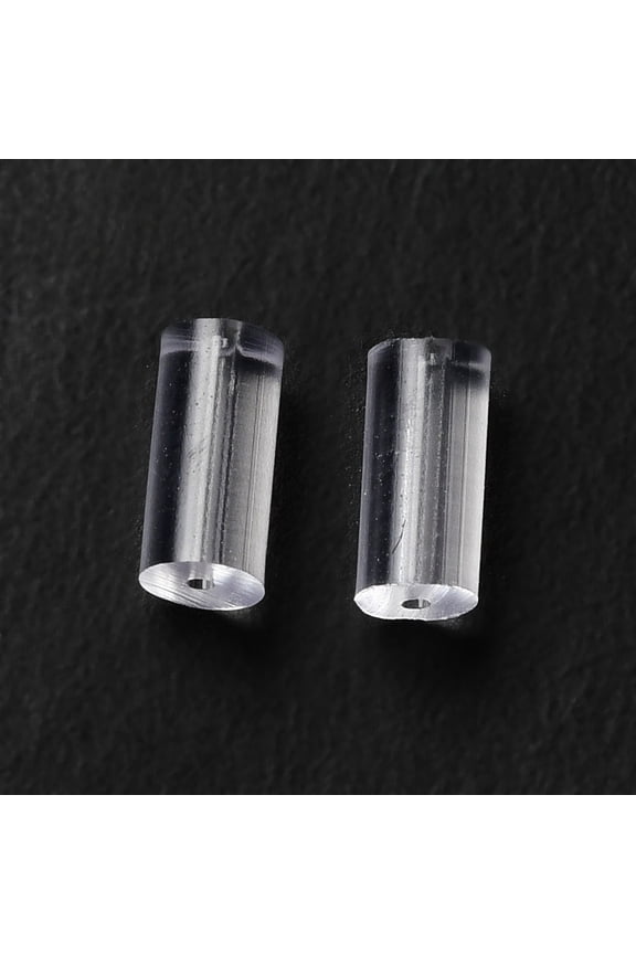 10 bag 260pcs Plastic Ear Nuts Earring Backs Column Clear 6x2.5mm Hole: 0.5mm