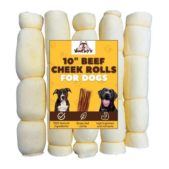 Woofleys 1012-Inch Braided Beef Cheek Dog Chews, 5 Count