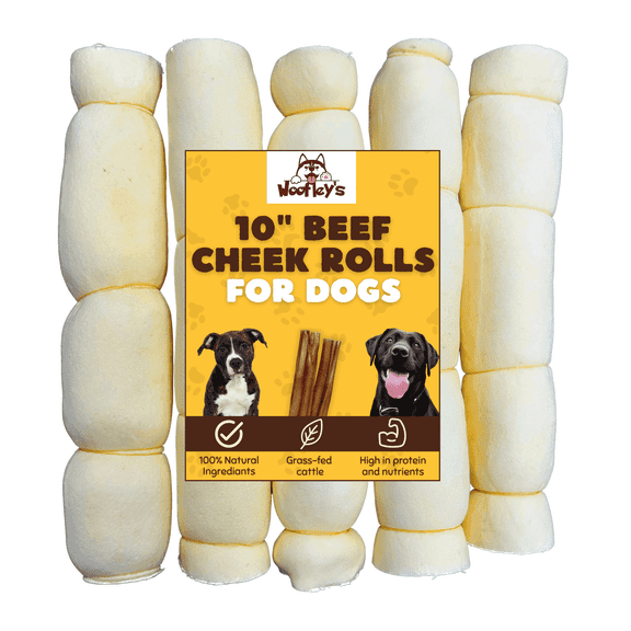 Woofleys 1012-inch Beef Cheek Roll Dog Chews, 5 Count