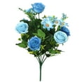 thumbnail image 1 of 10-branch Artificial Rose Bouquet Simulation Floral Decor Wedding Party Cloth Fake Flower, Blue, 1 of 10