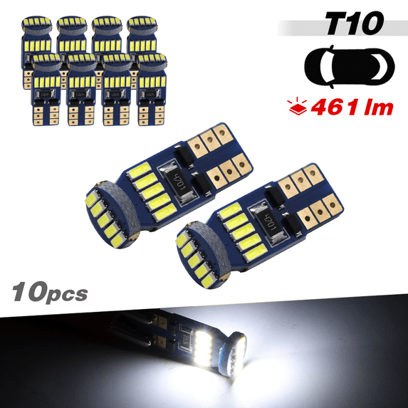 10 bulbs, T10/192/194/168 white LED bulbs for interiors (Map, Dome, Trunk, License Plate) super bright 6000K White