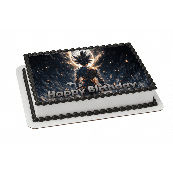 10" by 8" Anime Manga Fighter Edible Image Cake Topper Easy To Apply To your Own Cake.
