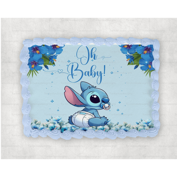 10" by 8" Cute Baby Ohana Tropical Alien Edible Image Baby Shower Cake topper You apply To Your Own Cake