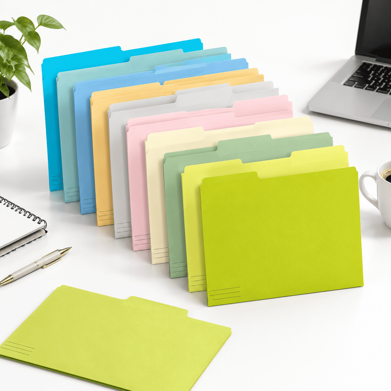 10-color Assorted Pastel 150 Pack Letter Size File Folders with 1/3 Cut ...