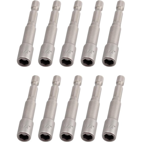 10 count 1/4'' Hex Shank Power Nut Driver Bit Sets, Quick Change Socket Nut Driver Adapter Size 1/4"