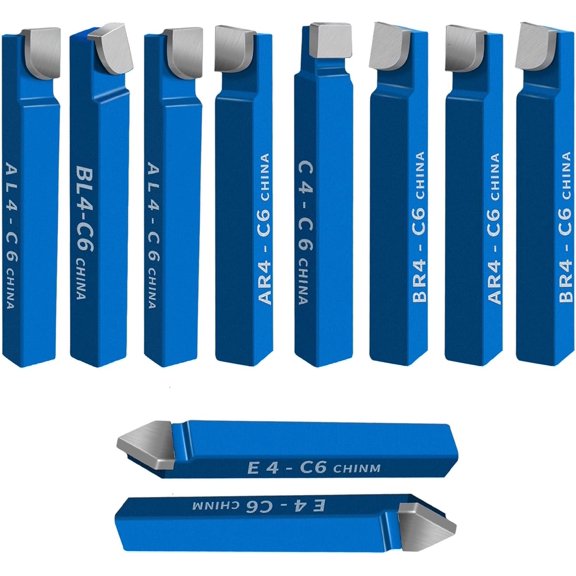 10 count 1/4" Metal Lathe Tools,C-6 Carbide Tip Tool Bit Set | Milling Welding Bit Lathe Tool Kit
