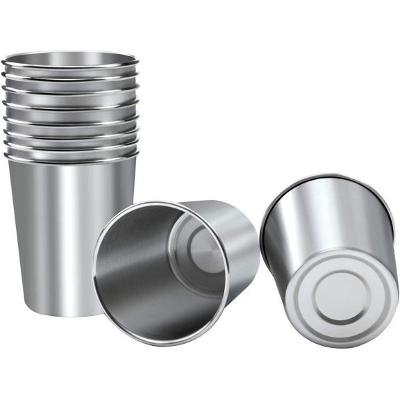 10 count 12 Ounce Stainless Steel Cups Metal Pint Cups Shatterproof Drinking Glasses for or Adults (12 oz/350 ml)