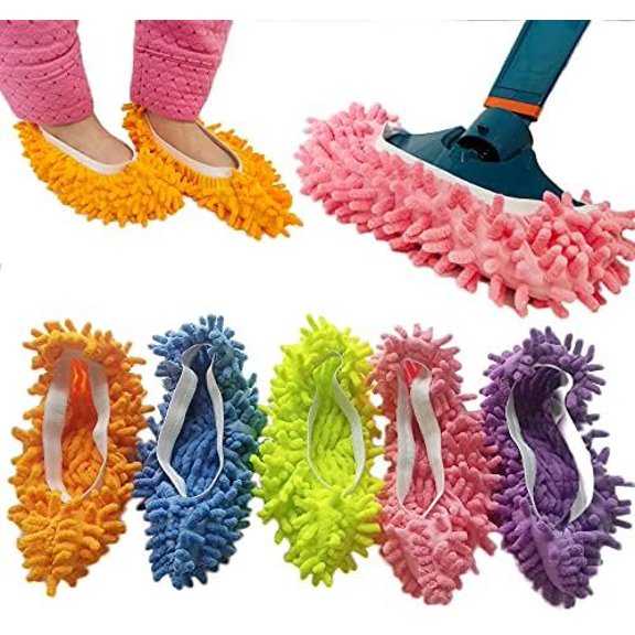 10 count 5 Pairs Dust Duster Mop Slippers Shoes Cover, Multi Function Washable Microfiber Foot Socks Floor Cleaning Shoes Cover for House Kitchen Office