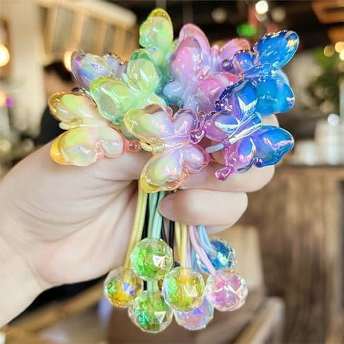 10 count Ball Hair Ties for Little Girls,Colorful Charm Bead Rubber Band Bubble Hair Ties with Balls No  Ponytail Holders for  Girls (,Black,Yellow,Green,Blue)