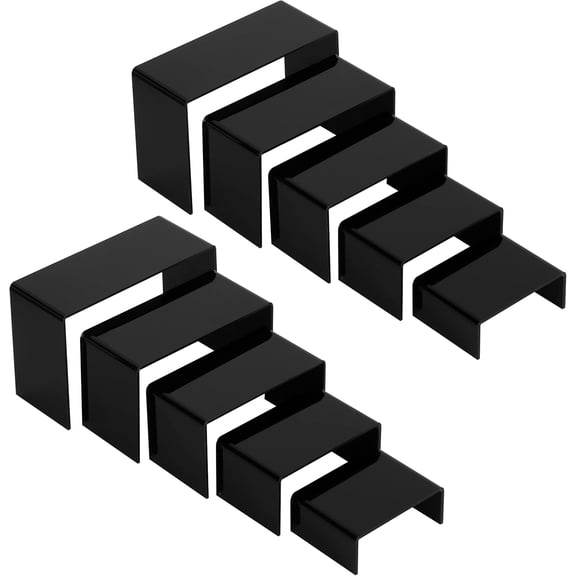 10 count Black Display Risers for Shoe Risers Retail Stand Cupcake Stand Dessert Stand (10P-Black)