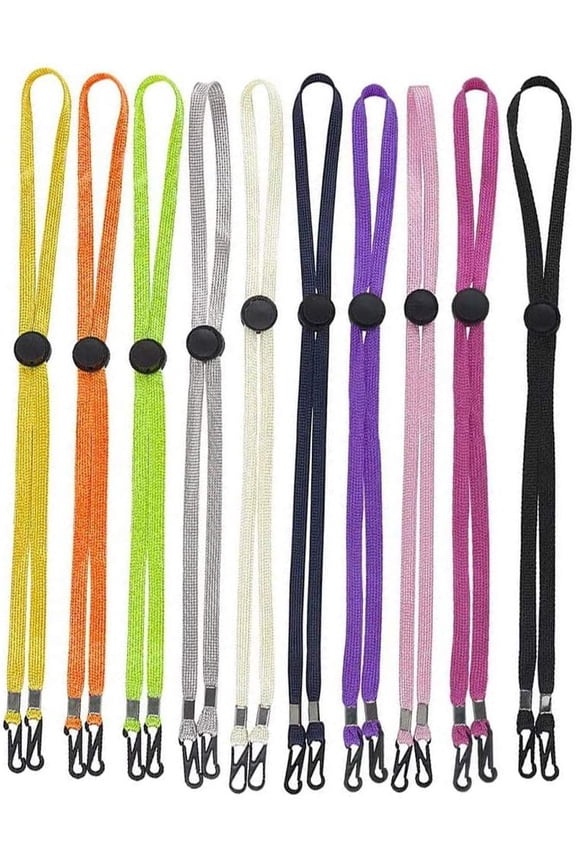 10 count Color Hat Chin Cord with Adjustable Cord Fastener - Unisex Removable Sun Hat Chin Strap with Spring Stop Cord Lock, Windproof Buckle Retaining Clip