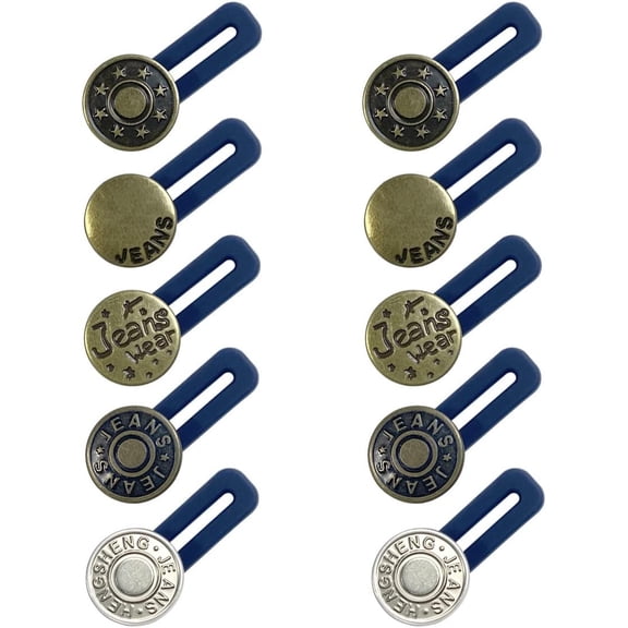 10 count Expander Button for Extender Jeans Pants , 5 Styles Pants No Sew Extender Button for Men and Women