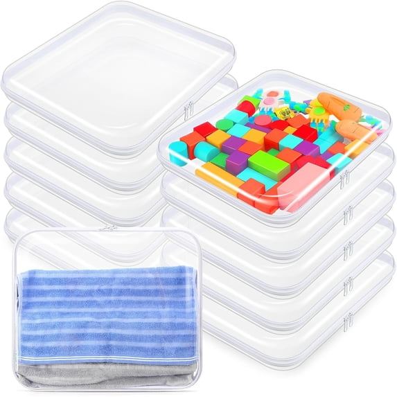 10 count Hard Zipper Case Clear Hard Pouches Plastic Zipper Pencil Box
