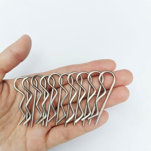 10 count Heavy Duty Hitch Pins Clip R Clips Cotter Pins ,Stainless Steel Spring Retaining Wire Hair Pins, Spring Tension M3x60mm, Large for Mower Carts Pin Clip