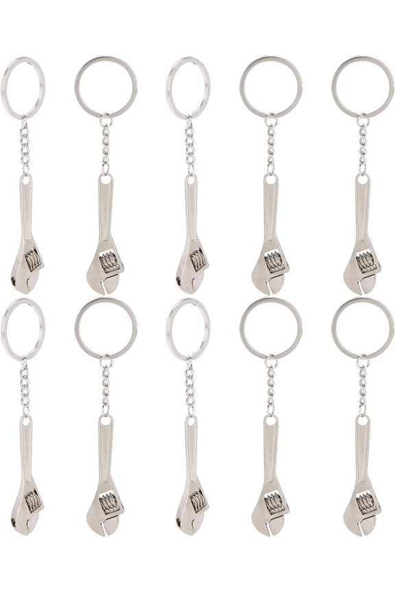 10 count Mini Wrench Tool, Ti Alloy Wrench Keychains Metal Spanner Keyring Spanner Pendant for Key Chain Bags Hand DIY Accessories