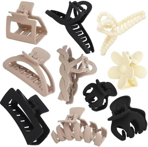 10 count Non-Slip Hair Clips Jaw Clips for Thick Hair Clamp Flower Non ...