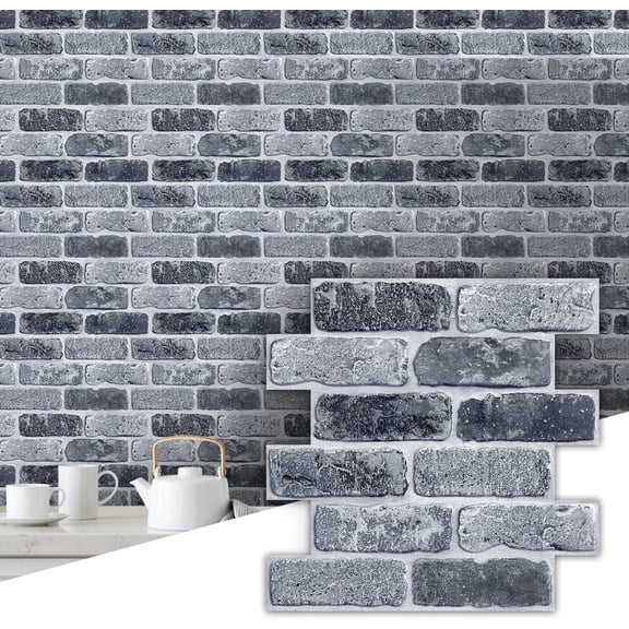 10 count Peel and Stick Brick Tile -11.8"X11.8" Small Size Thin PVC  Faux Brick Wall Panels Printable Self-Adhesive Brick Backsplash Paneling for Living Room, Bedroom, RV, Kitchen, Fireplace