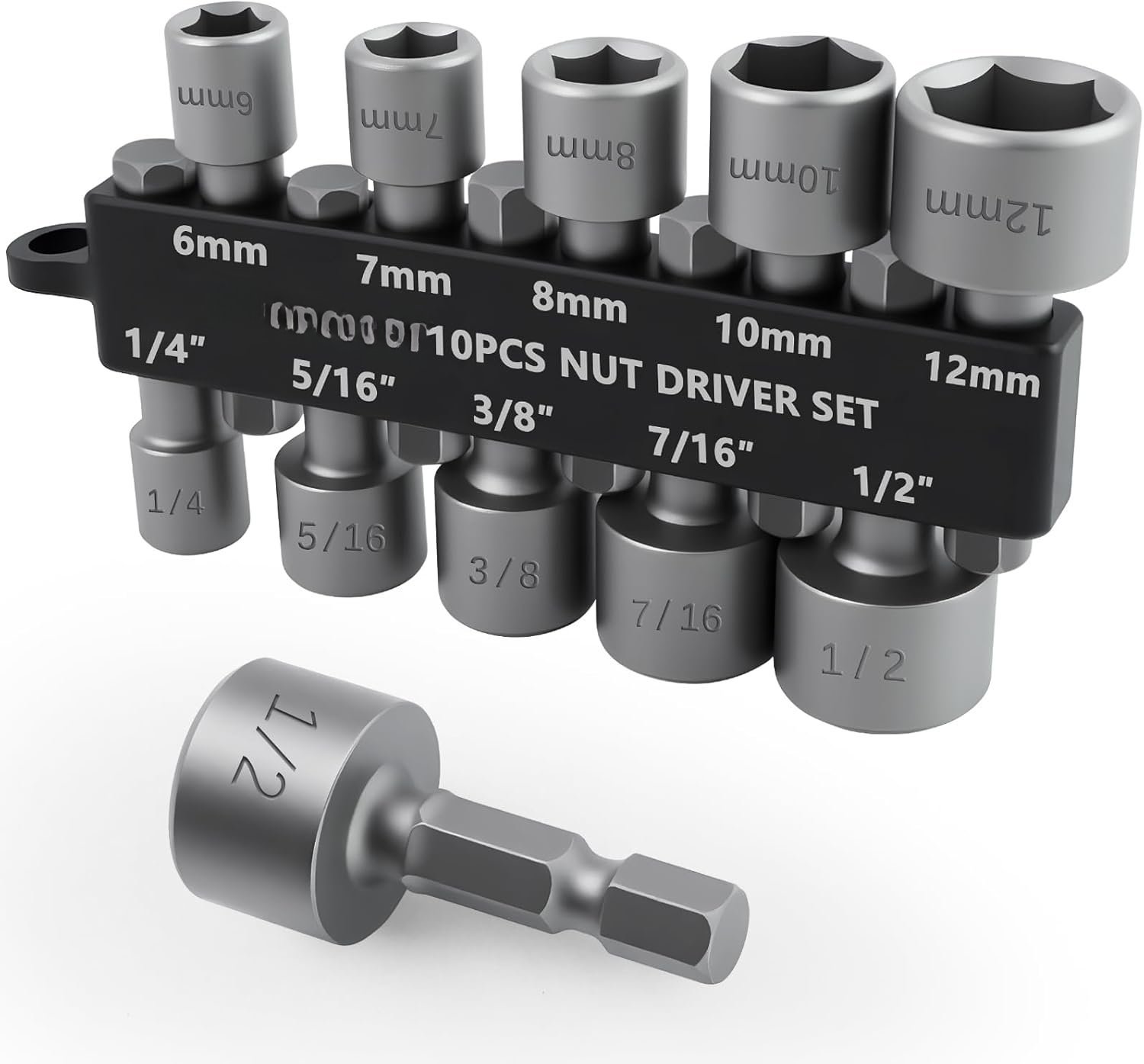 10 count Power Nut Driver Set for Impact Drill, Professional Metric ...