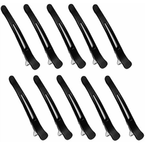10 count Professional Hair Clips for Styling Sectioning - Sectioning Hair Clips for Styling, No-Crease Band& Anti-Slip Grip, Hair Clips for Blowouts, Curling, Coloring (Black)