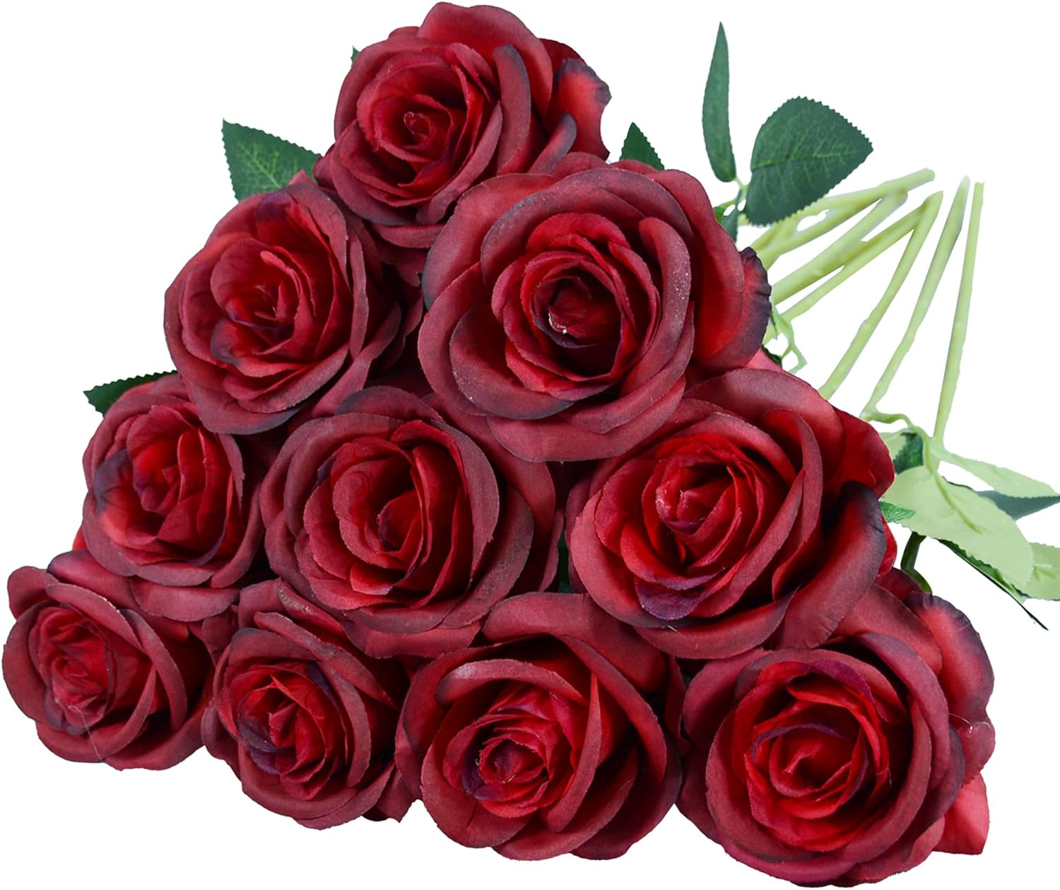 Red Roses Counter 10 count Red Rose Artificial Flower, Faux Silk With Long Stems, Roses ...