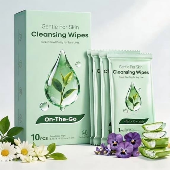 10 count Rinse-Free Wipes, Ultra Thick Shower Wipes for , Disposable & Travel Essentials, , Green & Aloe-Infused, XL Cleansing Wipes for Workout Cleanup & Hygiene