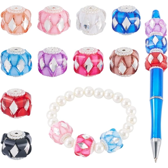 10 count Round Focal Beads Transparent Beads 20mm for Beadable Pens ABS Plastic Spacer Bead for DIY Beadable Pen Making Craft Making Hole 2.4mm