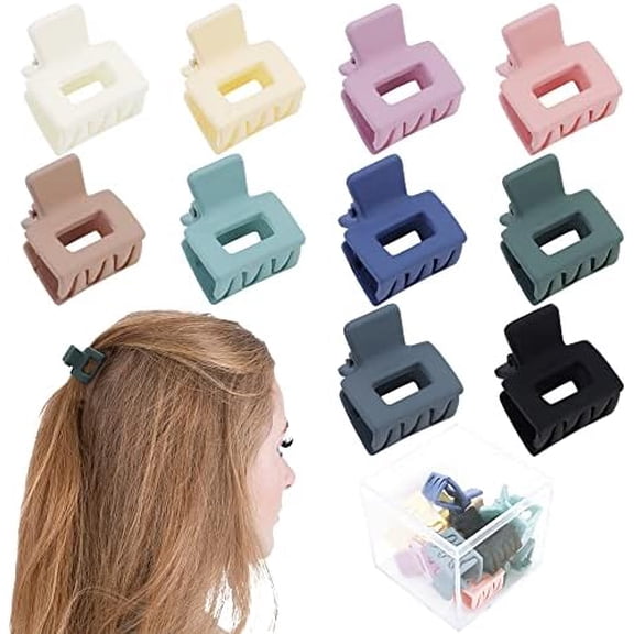 10 count Small Hair Claw Clips for Women Girls - Mini Matte  Hair Clips for Thin Thick Medium Hair, Cute Jaw Barrettes with  Hold and  Box (Multi-colored)