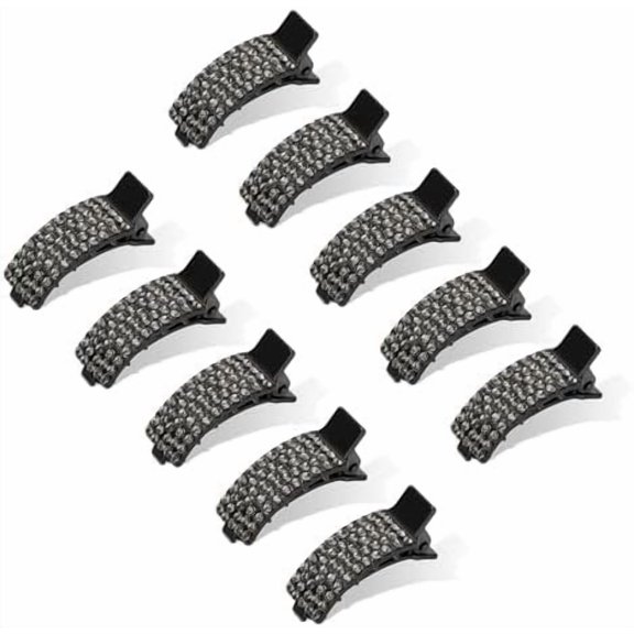 10 count Small Rhinestone Hair Clips for women Black Hair Clips for Styling Cute Makeup Clips for Bangs Non Slip Hair Accessories for Girls Thin Thick Hair