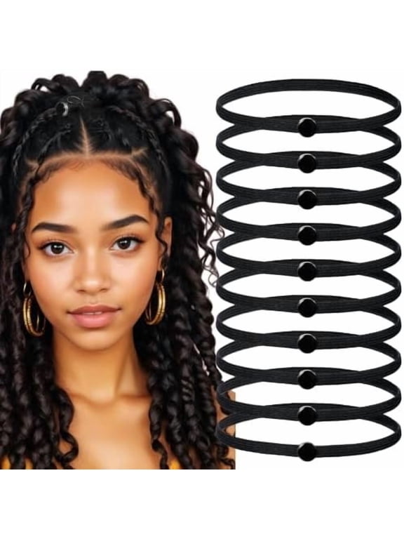 10 count Snap Hair Ties for Hair Elastic Snap Hairs Ties Extra Strength Hairs Tie Elasticity Snaps Afro Puff Ponytail Rope Connectable for Braids Black Non Slip Rope Swirly Curly
