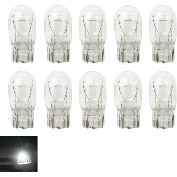 10 count T20 1891/7443 Bulb, Lamp Housing Double Filament Bulb, Miniature Light Reverse, Parking, Tail Light, Plug and Play, Replacement for , , SUVs (White)