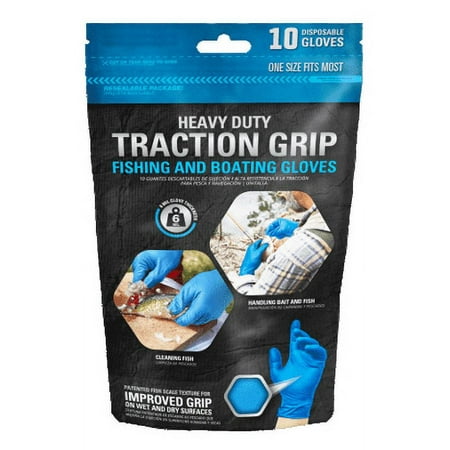 10 count - Traction Grip 6 Mil Textured - Disposable Nitrile Gloves FISHING/BOATING