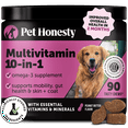 thumbnail image 1 of Pet Honesty Dog, 10 in 1 Multivitamin Mobility Immune Skin Coat Support Supplement w Glucosamine Probiotics and Omegas, Chicken Flavor, 90 Count Soft Chews, 1 of 10