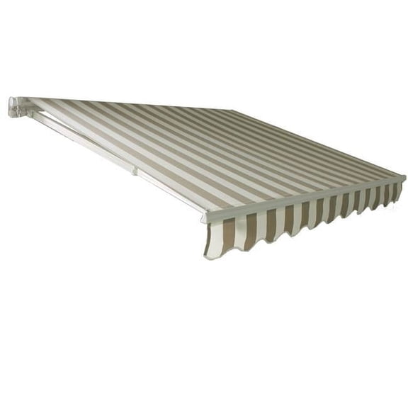 10 ft. California Manual Retractable Awning, Linen & White - 96 in.