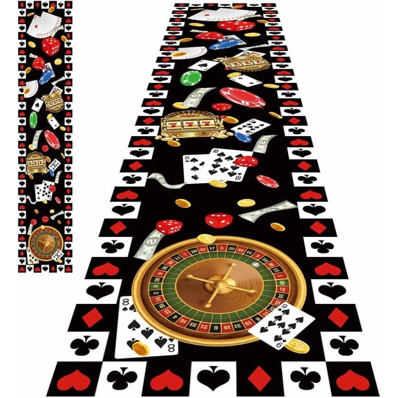 10 ft Casino Floor Runner Casino Theme Party Decorations Long Poker Runner Rugs for Las Vegas Birthday Party Supplies Casino Table Runner