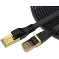 10 ft Cat 7 Network Cable, Flat, NylonBraided, HeavyDuty, HighSpeed