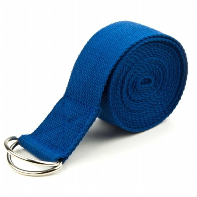 10 ft. Extra Long Cotton Yoga Strap with Metal D Ring Blue
