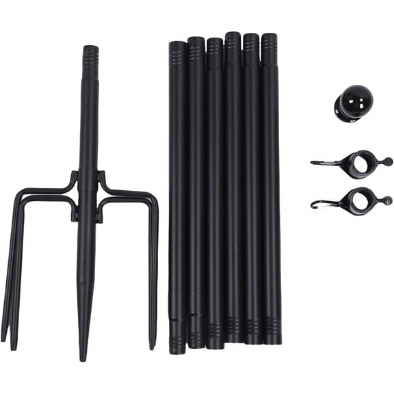 10 ft Heavy Duty Stainless Steel Ground Flag Pole - Outdoor Flagpole with 5 Prong Base for Garden Yard - Anti Tangles Rotating Rings - Adjustable Height Flag Pole Kit for House
