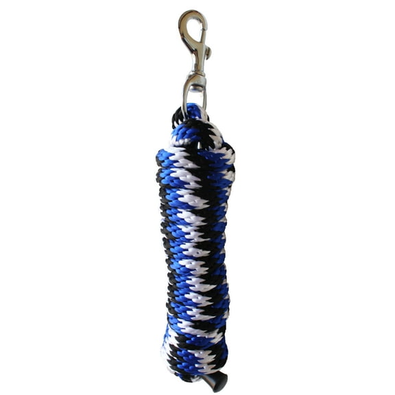 10 ft Horse Nylon Heavy Duty Lead Rope Nickle Plated Brass Hardware Blue Black 60548