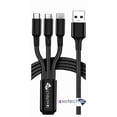 thumbnail image 1 of 10 ft Multi USB Charging Cable 3A, 3 in 1 Fast Charger Cord Connector with Dual Phone/Type C/Micro USB Port Adapter, Compatible with Tablets Phone 12 11 Pro 8 7 6 Samsung Galaxy (10 ft )Black, 1 of 7