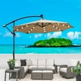 thumbnail image 1 of 10 ft Outdoor Patio Umbrella Solar Powered LED Lighted Sun Shade Market Waterproof 8 Ribs Umbrella with Crank and Cross Base for Garden Deck Backyard,khaki, 1 of 7