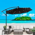 thumbnail image 1 of 10 ft Outdoor Patio Umbrella, Patio Solar Umbrella LED Lighted Sun Shade Table Market Umbrella, Waterproof 8 Ribs Umbrella with Crank and Cross Base for Garden Backyard Pool, Chocolate, 1 of 7